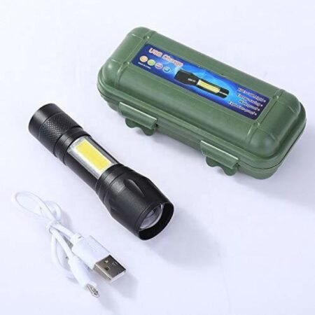 Mini LED COB flashlight Q5 USB rechargeable powerful flash light