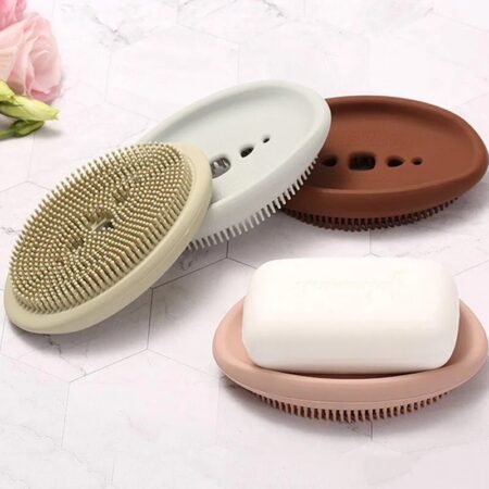 Multifunctional Silicone Soap Box With Brush – Assorted colour