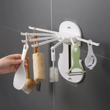 Assorted Colors 7 In 1 Foldable Wall Mounted Kitchen 50% OFF Bathroom Storage Hanging Rack