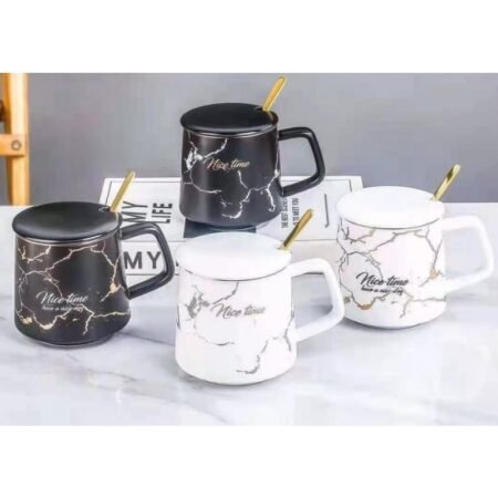 Ceramic Mug with Lid and Spoon 400ml