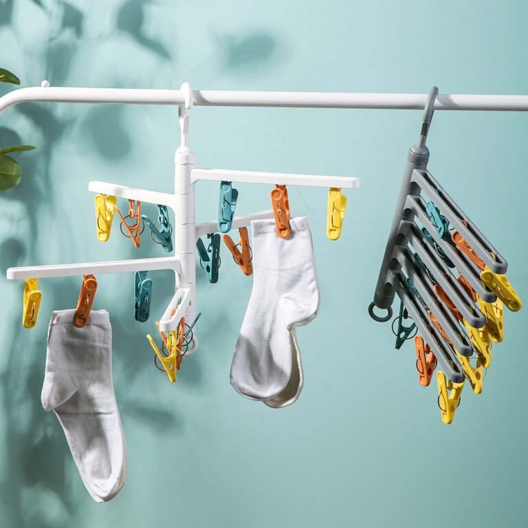 Folding hanger socks drying multi-function clip storage