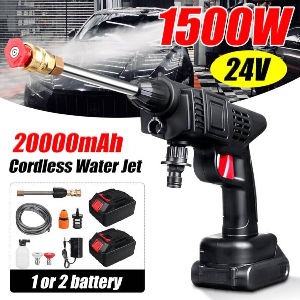 High Pressure Portable Handheld Car Wash Water Gun with 2 Batteries